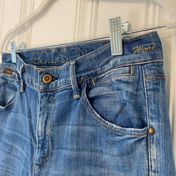 Goldsign Jeans "Wore" Blue Wide Leg Stretch Low Rise  Sz 28 - Picture 4 of 16